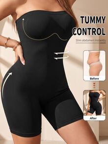 Coutiva Women's Seamless Strapless Bodysuit, Tummy Control Butt Lifting Shapewear - Black - View 4