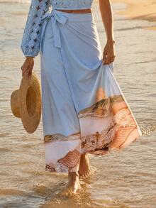 CAJUNI Tropical Chic Vintage Rio Wrap Skirt - Blue - View 1