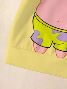 SpongeBob SquarePants | SHEIN 男嬰字母卡通印花圓領長袖運動衫 - 白色 - 查看 5