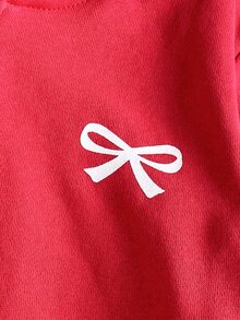 Maija Kids 1件少女休閒百搭舒適蝴蝶印花連帽拉鍊針織開襟衫，適合日常穿著、秋冬、室內、運動、攝影、假期、生日、聖誕節、開學季 - 紅色 - 查看 4