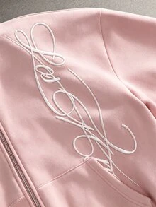 STYNVO Men's Embroidered Zip-Up Long Sleeve Hooded Sweatshirt - Pink - View 5