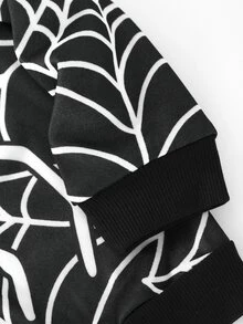 SHEIN Young Boy Autumn/Winter Red & Black Contrast Spider Pattern Hooded Zip-Up Sweatshirt, Suitable For Autumn/Winter, Outings, School, Kindergarten, Christmas, New Year, Gift - Multicolor - View 4