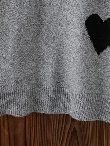 SHEIN Tween Girl Sweater Dress, New Arrival For Autumn/Winter Farewell Dark Grey Cute - Grey - View 3
