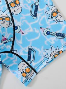 Rick and Morty X SHEIN Men's Boxer Briefs Cartoon Anime Print Underwear - Blue - View 6