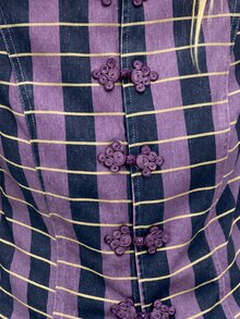 Nöista New Chinese Style Long Sleeves Casual Striped Jacket - Purple - View 6