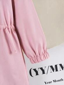 女童純色抓絨內裡休閒夾克 秋冬女童外套 - 彩色 - 查看 7