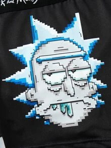 Rick and Morty X SHEIN سروال داخلي رجالي بطبعة كرتونية - أبيض وأسود - مشاهدة 6