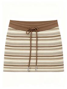IslaSuriya Women's Striped V-Neck Top And Mini Skirt Casual Set - Multicolor - View 4