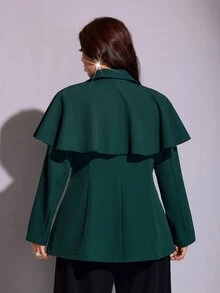 Viva Relle Plus Size Green Casual Slim Fit Commuter Design Blazer - Dark Green - View 3