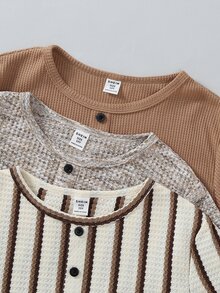 SHEIN 3件組青少年男孩冬季T恤童裝 - 彩色 - 查看 7