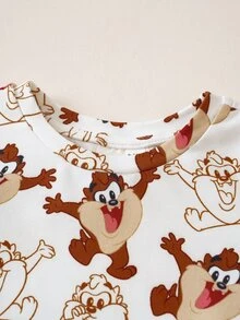 LOONEY TUNES X SHEIN Baby Boy All-Over Print Short Sleeve T-Shirt And Shorts Casual Daily Outfit Set - Multicolor - View 3