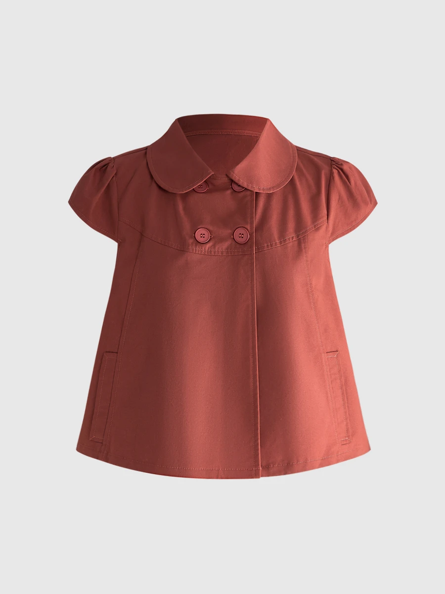 ROMWE Kawaii Women's Summer Graduation Outfit Vintage Preppy Peter Pan Collar Cute Casual Blouse - Burgundy - View 1