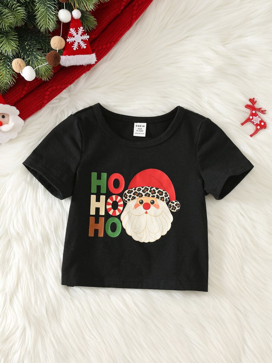 Baby Boy Santa Claus Knitted Soft Round Neck Short Sleeve Pullover Top