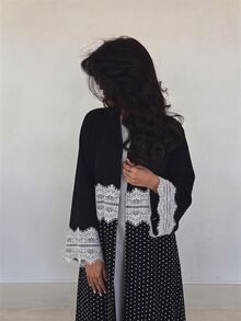 Yasmyna Autumn/Winter Elegant Elegant Fashion Versatile Lace Patchwork Polka Dot Full Skirt Long Robe - Multicolor - View 3