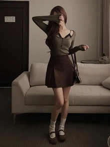 DAZY Women's Patchwork Contrast Color Lace 2 In 1 Slim Fit Long Sleeve Casual Sexy Vacation Daily Korean Style Spring Autumn Top T-Shirt - Green - View 6
