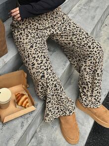 Livesso Elastic Waist Casual Cargo Minimalist Beige Long Pants Vacation Formal Fall - Camel - View 5