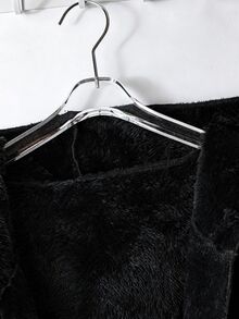 SHEIN Clasi 女款優雅厚實保暖內裡長袖連帽外套，黑色，冬季休閒場合外衣，大尺碼保暖填充外套，適合露營與徒步 - 黑色 - 查看 3