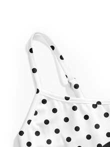 ROMWE Y2K Dark Punk Mustache Polka Dot Sexy Vintage Women's Camisole - White - View 3