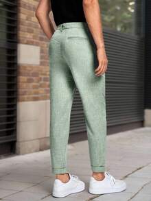 Manfinity Mode Men Space Dye Tailored Pants Formal, Ceremony - Mint Green - View 2