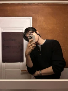 DAZY Spring/Autumn Black Decorative Button 2 In 1 Korean Style Casual Men's Sweater - Black - View 2