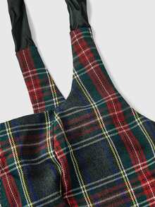 ROMWE Academia Spring/Summer Women's Bowknot Plaid Cute Retro Red & Black Color Block Tank Top - Burgundy - View 3
