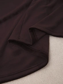 SHEIN Maternity Side Knot Long Sleeve Top And Pants Nursing 2 Pieces Set - Coffee Brown - View 7