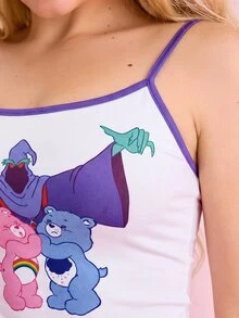 SHEIN X Care Bears Women's Cartoon Pattern Camisole Top And Shorts Casual Daily Home Sleepwear Set - Purple - View 6