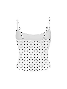 ROMWE Y2K Dark Punk Mustache Polka Dot Sexy Vintage Women's Camisole - White - View 2