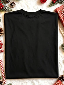 EMERY ROSE Pumpkin Spice Autumn Printed Casual Plus Size T-Shirt Halloween - Black - View 2