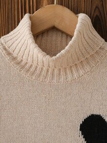 SHEIN 青少年女孩針織洋裝，秋冬新品，深灰色可愛款 - 駝色 - 查看 5