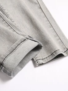 Lornexis Men's Casual Versatile Denim Slim Fit Jeans With Pockets - Light Grey - View 4