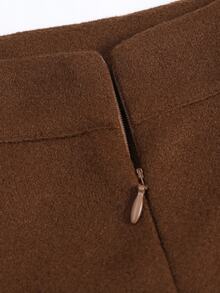GlowEve Women's Vintage Elegant Button Decor Skirt - Coffee Brown - View 7