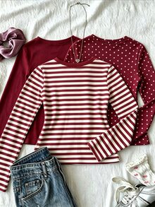 3PCS Tween Girls T-Shirts - Multicolor - View 2