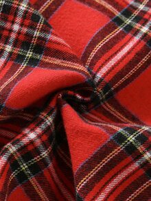 SHEIN Young Boy Young Boy Kids Autumn/Winter Thick Red Plaid Collared Long Sleeve Shirt, Suitable For Christmas And New Year - Multicolor - View 7