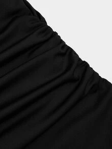 Sweetra Plus Size Sexy Lace Patchwork Halter Neck Tie T-Shirt - Black - View 6