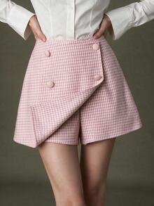 Elnivra Women's Fashion Houndstooth Button Skort For Outing And Party - Pink - View 1