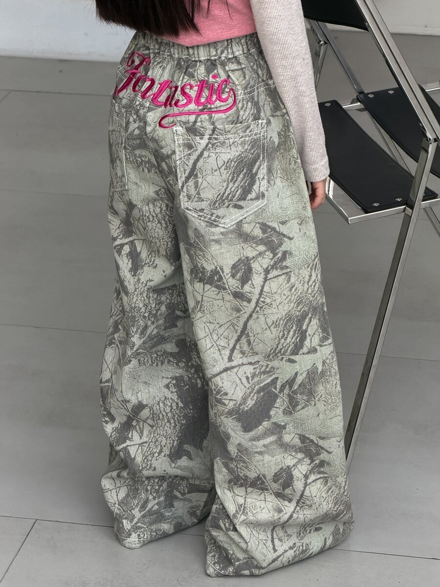 Dazy Kids Celana Jeans Kasual Sehari-hari dengan Motif Bordir Huruf untuk Anak Perempuan Remaja - MultiWarna - View 1