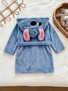 小男孩針織素色刺繡連帽休閒開襟衫居家服 - 彩色 - 查看 5