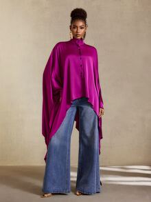 SHEIN Atasan Wanita Polos Kasual Serbaguna untuk Sehari-hari - Purple - View 5