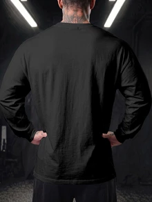 Gym Rark 男士復古世界巡演圖案長袖T恤，復古街頭風圓領上衣 - 彩色 - 查看 2
