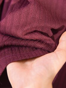 CosyJoli Plus Size Women Solid Color Contrast Lace V-Neck Long Sleeve T-Shirt - Burgundy - View 6