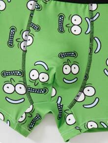 Rick and Morty X SHEIN Men's Cartoon Print Casual Everyday Boxer Briefs - Green - View 6