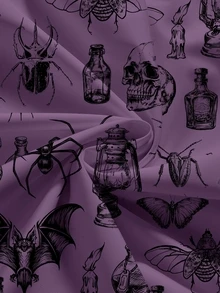 ROMWE Goth 大尺碼優雅哥德風蝴蝶骷髏印花裙 - 紫色 - 查看 3
