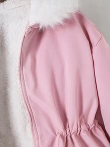 女童純色抓絨內裡休閒夾克 秋冬女童外套 - 彩色 - 查看 3