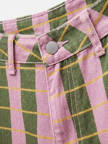 Nöista Celana Jeans Denim Kasual Longgar Potongan Lurus dengan Desain Saku Bergaris untuk Wanita - Khaki - View 13