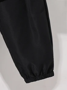 SHEIN 兒童 2 件組大童男孩休閒運動拼接配色連帽外套與長褲套裝，適合學校、日常休閒、度假、運動，秋冬穿著 - 彩色 - 查看 4