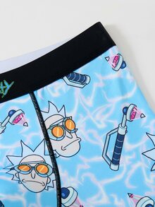 Rick and Morty X SHEIN Men's Boxer Briefs Cartoon Anime Print Underwear - Blue - View 7