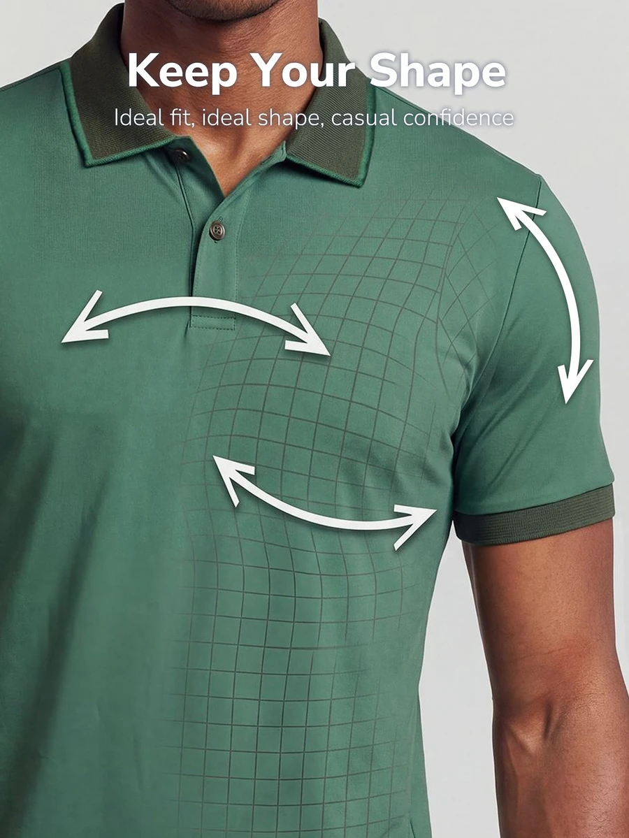 TekDrob Anti-Odor Modal Slim Polo With Jacquard Contrast Details - Green - View 1