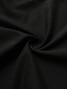 SHEIN Tall CURVE Plus Size Women's Solid Color Cold Shoulder Ruched Wide Leg Casual Jumpsuit, Tall & Extra Long - Black - View 3