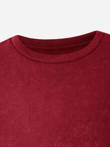 SHEIN Tween Girl Sweatshirt Set, Vintage Distressed Print 2 Pieces Set, Crew Neck Long Sleeve Pony Print Cropped Sweatshirt & Loose Long Pants Casual Outfit - Red - View 6